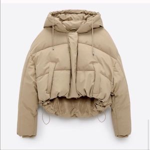 ZARA Tan Cropped Bomber Jacket
